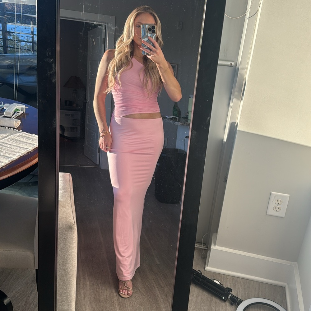 Peppermayo Pink Maxi Pencil Skirt Set for Cocktail